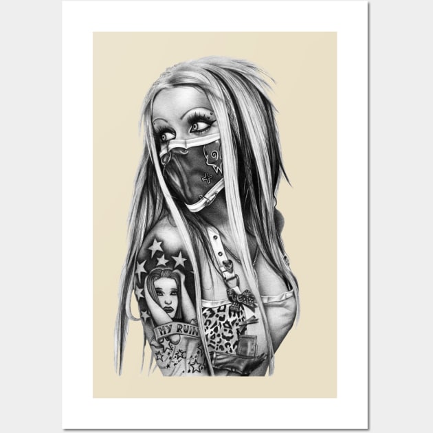 Tattooed Girl in a Mask Wall Art by NeilGlover